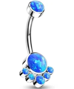Titan Bauchnabelpiercing Opal Silber Innengewinde